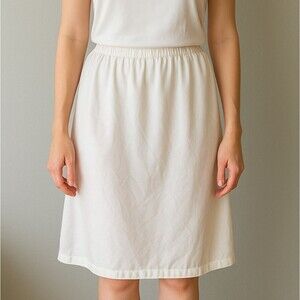 Vtg Vanity Fair Half Slip Lace Trim Nylon 28" White Elastic Waist